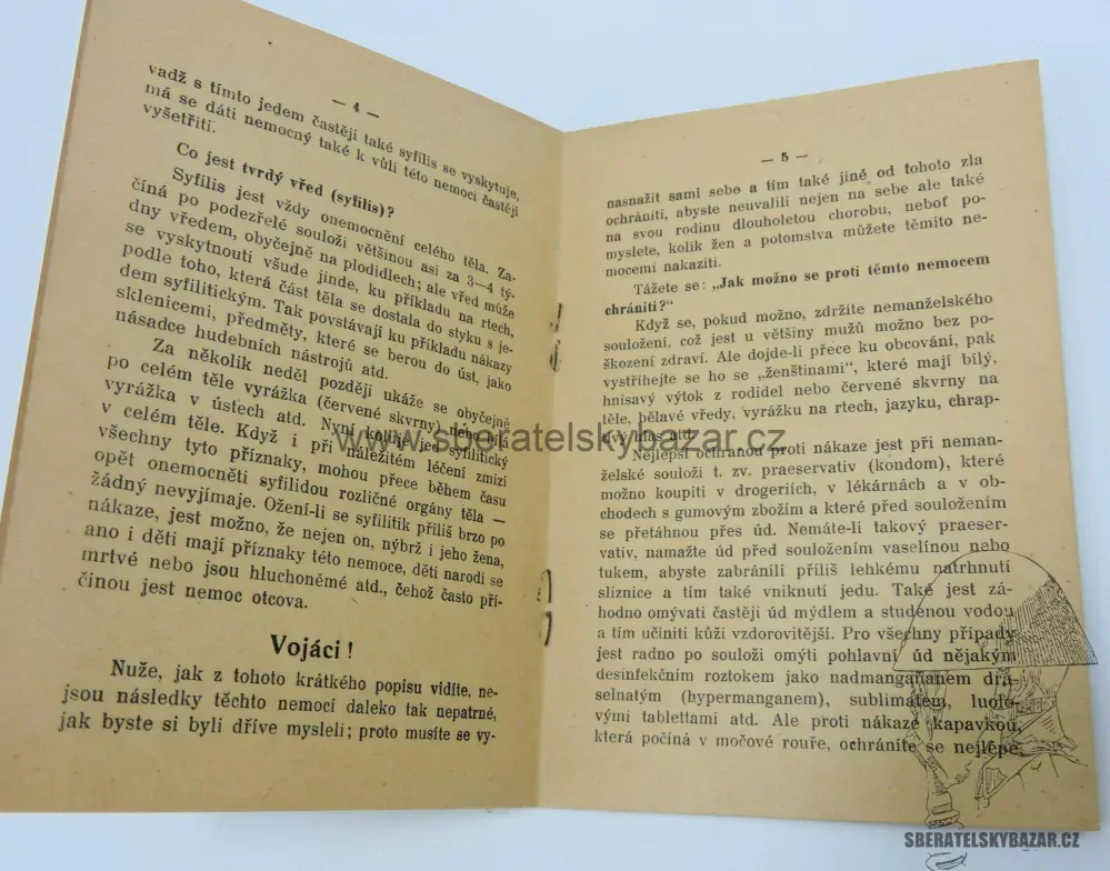 Originál příručka Napomenutí pro vojáky nebezpečí Pohlavních nemocí