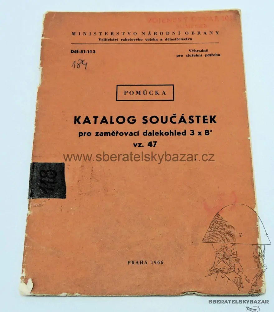 Originál Předpis Katalog součástek pro dalekohled vz 47