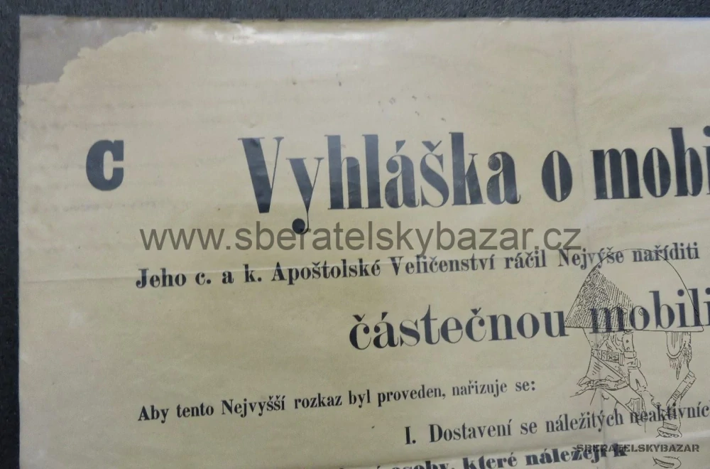 Vyhláška o mobilizaci RU 1914 - Nové město na Moravě