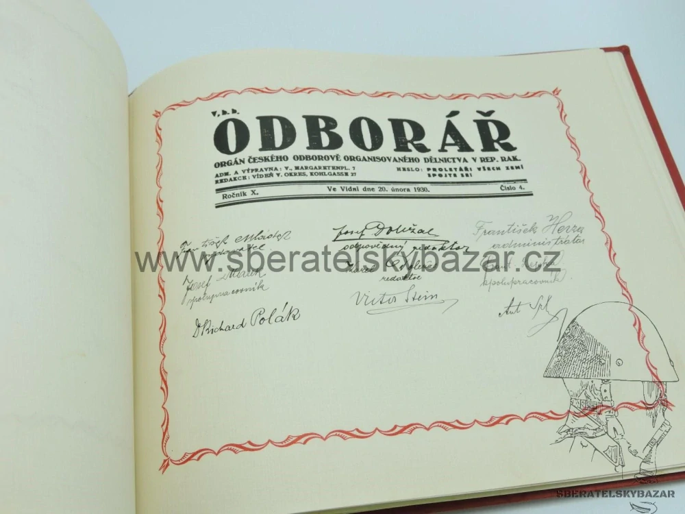 Pamětní album ČS sociální demokracie – Vídeň, cca 1930 | podpisy, razítka