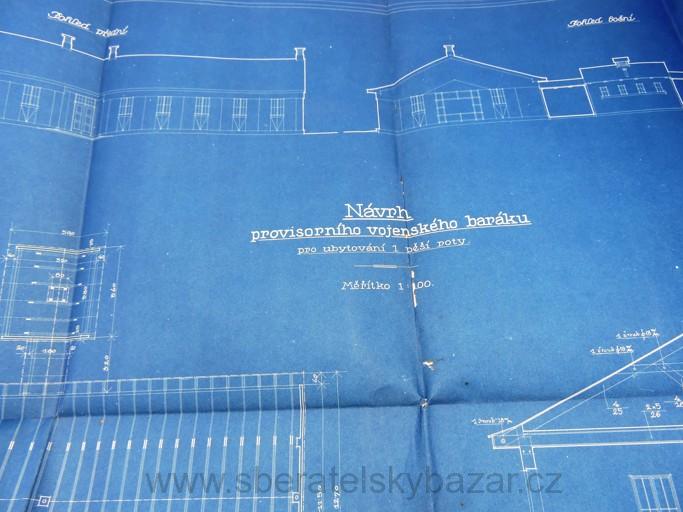 Stavební plán vojenského baráku pro 1. pěší rotu - 1922 - Vimperk
