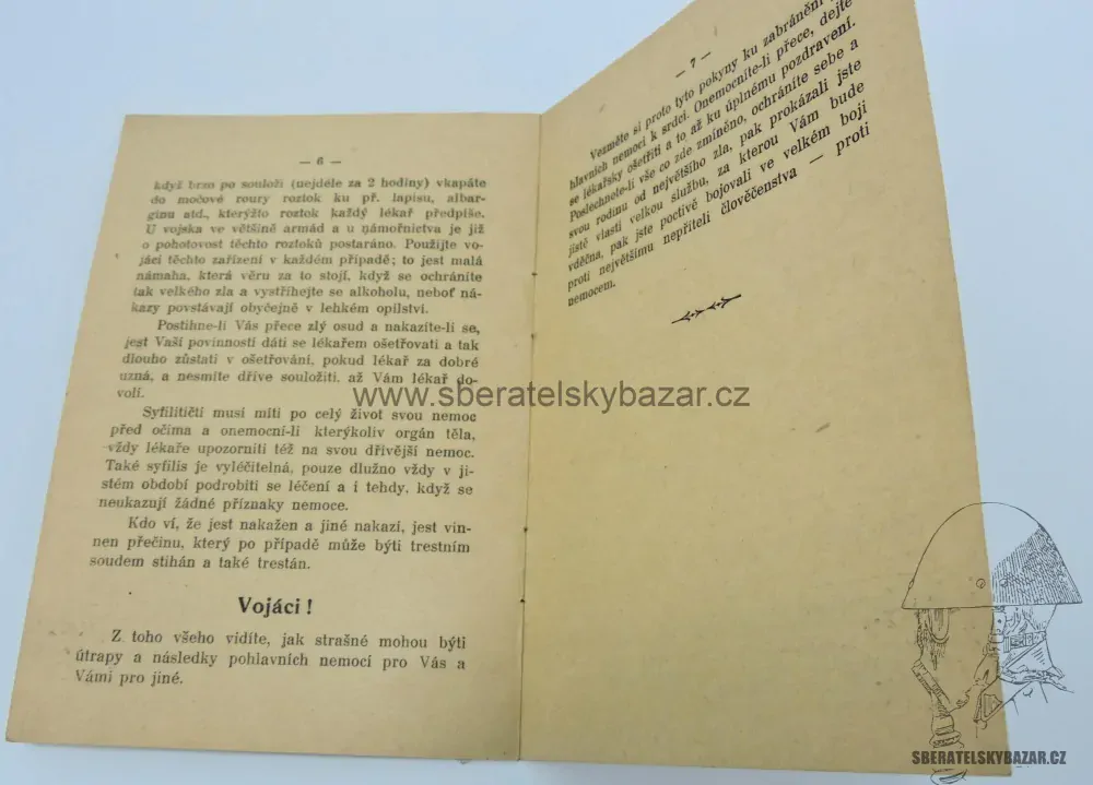 Originál příručka Napomenutí pro vojáky nebezpečí Pohlavních nemocí