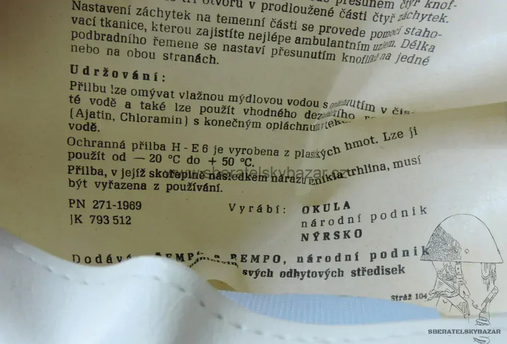 Ochranná přilba CO (Civilní obrana) včetně návodu 
