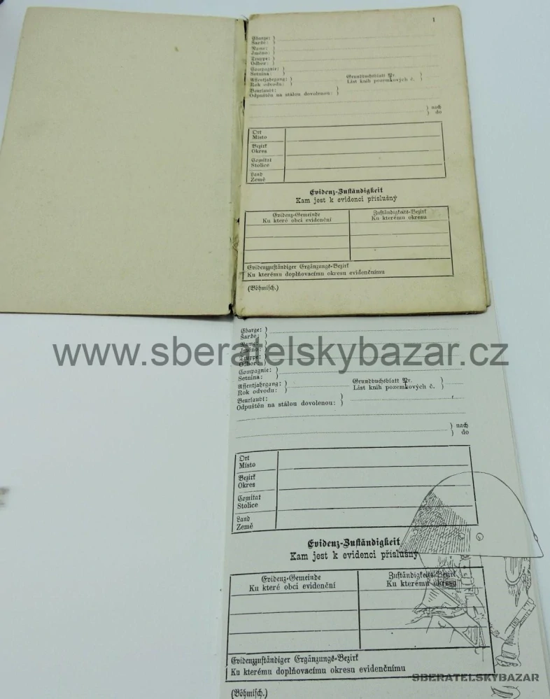 Vojenská knížka Rakousko Uhersko - Blanketní - Reprint (replika)