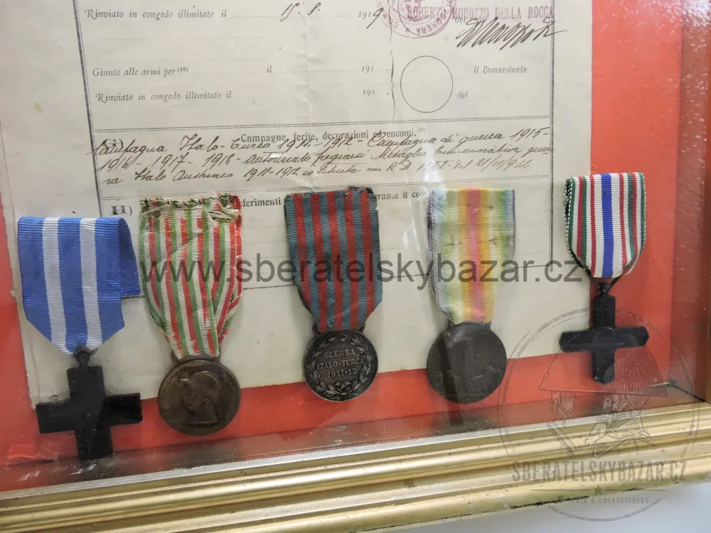 ITALSKO-TURECKÁ VÁLKA 1911–1912 – 5 MEDAILÍ + VOJENSKÝ SLUŽEBNÍ LIST