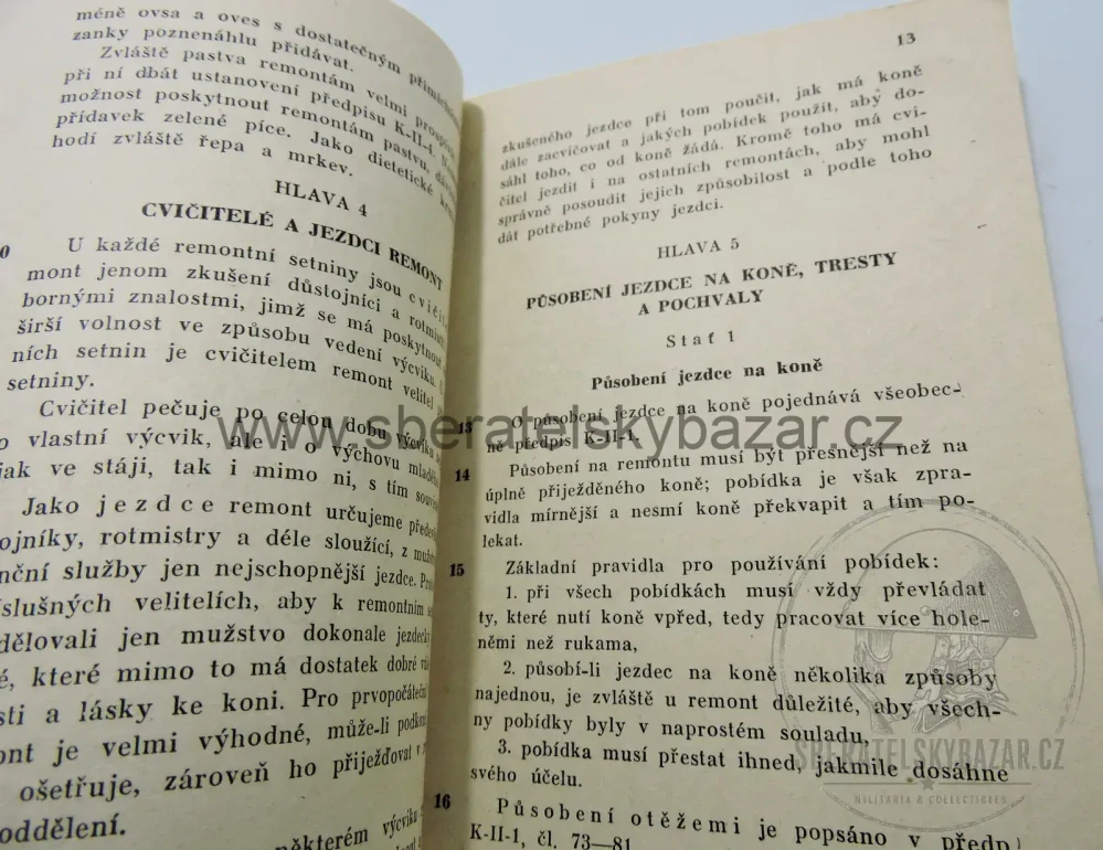 Vzácný čs. vojenský předpis – Výcvik remont – 1946 – originál