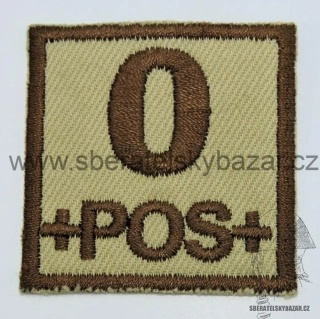Nášivka krevní skupina 0+Pos 