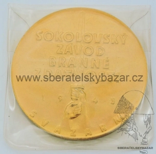 Medaile Svazarm 1943 Sokolovský závod bránné zdatnosti - zlatá