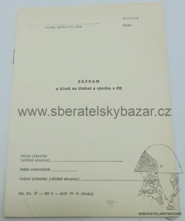 Originál záznam o účasti na školení Civilní obrany - Blanket 