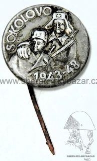 Odznak Sokolovo 1943 - 1948 - ulomená jehla