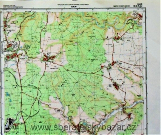 Mapa generálního štábu ČSLA  - KAZNĚJOV 1 : 25 000