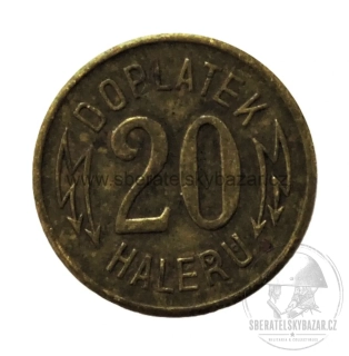Doplatek 20 haléřů – Elektrické dráhy hl. města Prahy – nouzový žeton 