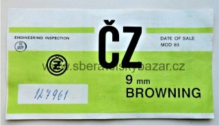 Pistole CZ ČZ 83 originál záruční list 1992