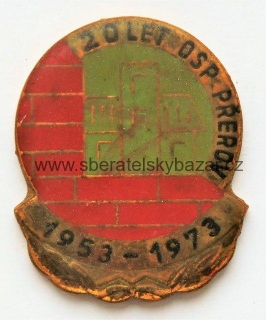 Plaketka 20 let OSP-Přerov 1953-1973