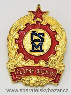 Odznak ČSM - čestný odznak Výrobce Jablonec