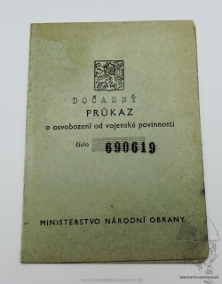 Dočasný průkaz o osvobození od vojenské povinosti - Bratislava