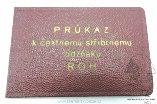 Průkaz k čestnému stříbrnému odznaku ROH